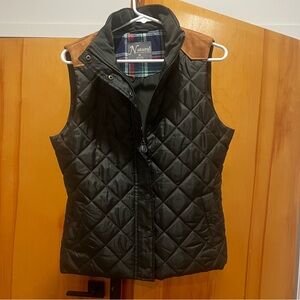 Natural Reflections dark green Quilted Vest with Brown Accents